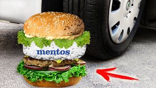Crushing Crunchy & Soft Things by Car! Experiment Car VS Burger & Mentos