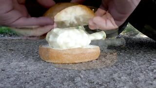 Crushing Crunchy & Soft Things by Car! Experiment Car VS Burger & Mentos