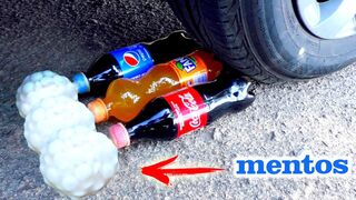 Crushing Crunchy & Soft Things by Car! EXPERIMENT CAR vs COCA COLA, PEPSI & FANTA WITH MENTOS