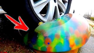 EXPERIMENT: CAR VS GIANT BALLON With ORBEEZ INSIDE