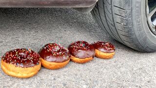Crushing Crunchy & Soft Things by Car! - Experiment Car Wheel VS Donut Cakes