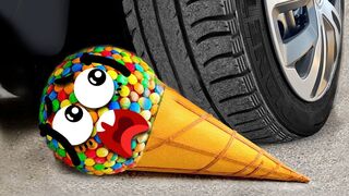 Experiment Car vs M&M Icecream Toy, Watermelon| Crushing Crunchy & Soft Things by Car - Woa Doodland