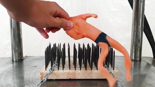 Stretch Armstrong Between Nail Beds (Hydraulic Press Experiment)
