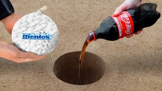 Experiment Coca Cola, Mentos and Balloons Underground!