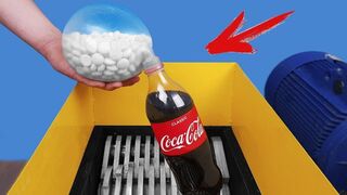 Experiment: Shredding Machine and Coca Cola and Mentos