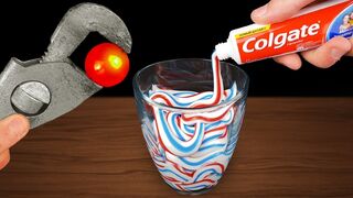 Experiment: Glowing 1000 Degree Metal Ball Vs Toothpaste
