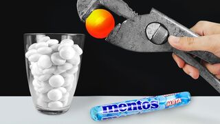 Experiment: Glowing 1000 Degree MetalL Ball Vs Mentos