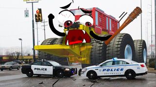 Police Car Chases |  Giant Super Car Crash Police Car - Woa Doodles