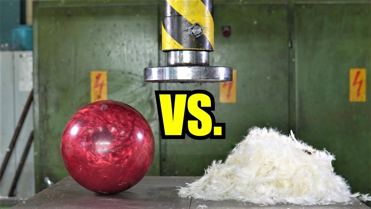 Making Feathers drop like a Bowling Ball with Hydraulic Press