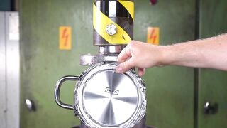 Crushing Cooking Pots with Hydraulic Press