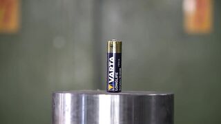 How Strong Are Batteries? Empty Vs. Full | Hydraulic Press Test!