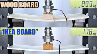 Ikea Board Vs. Real Wood! Which is Stronger? Hydraulic Press Test!