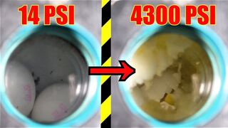 Crushing Eggs with High Pressure Chamber | 300 Bars/4300 Psi !!