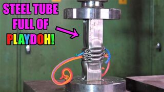 Crushing Stuffed Steel Pipes with Hydraulic Press | ODDLY SATISFYING!