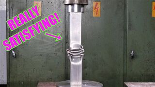 Crushing Long Steel Pipes with Hydraulic Press | REALLY SATISFYING!