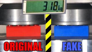 Which is the Stronger LEGO Brick Real or Fake? Hydraulic Press Test!
