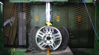STEEL Vs. ALLOY WHEELS Which One Is Stronger? Hydraulic Press Test!