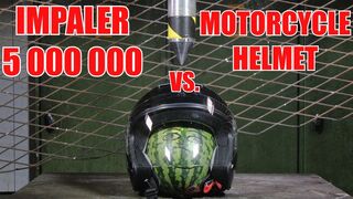 Impaling Motorcycle Helmet With 150 Ton Hydraulic Spike | in 4k