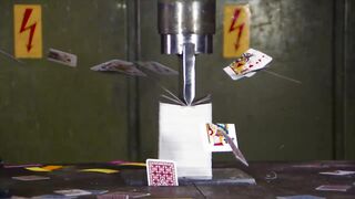 Splitting 10 Decks of Playing Cards with Hydraulic Press | in 4K!