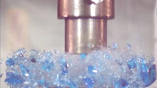 SUPER SLOW MOTION: Crushing art glass with hydraulic press