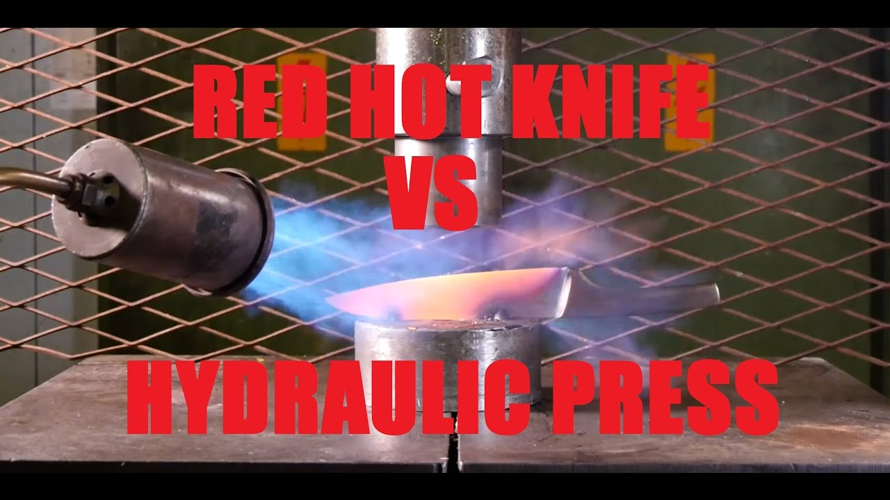Crushing RED HOT 1000°C KNIFE with hydraulic press