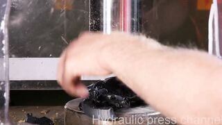 Crushing different plastics with hydraulic press