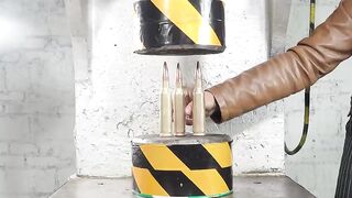 Crush the bullets with a hydraulic press, frightened