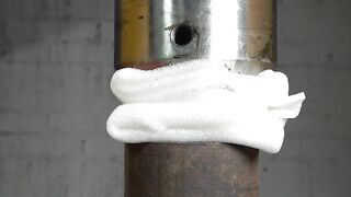 Hydraulic press vs. foam folded dozens of times