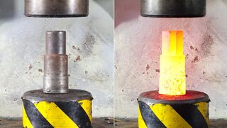 Hydraulic press VS solid iron pillar, who would win?