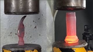 Hydraulic machine challenges 1000 ℃ hammer and big iron pillar