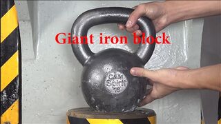 Can 200 tons of pressure crush a giant round iron block?