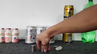 Hydraulic press VS game iron coin, frozen sprite, beer