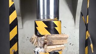 Hydraulic press vs50 glass, hammer, wooden board