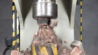The hydraulic press presses the bricks in such a way that the effect is amazing.