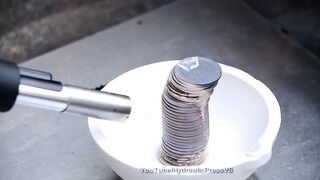 Coins vs Gas Torch and Hydraulic Press - How to get big money