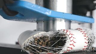 Baseball vs Hydraulic Press - Home run
