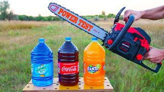 EXPERIMENT: Chainsaw vs Cola, Fanta, Mirinda