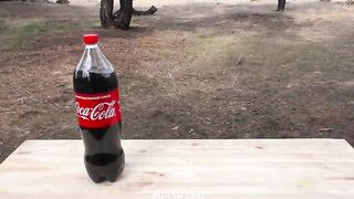 Experiment: Slingshot vs Balloons of Coke, Fanta, Sprite