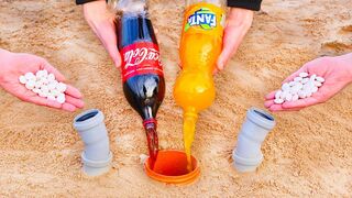 Experiment: Fanta, Coca-Cola vs Mentos Underground. Super Reaction!