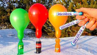 Experiment: Mentos with Balls and Cola, Sprite, Fanta