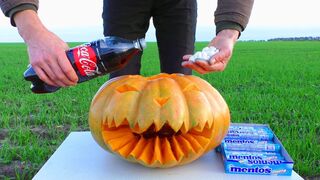 Experiment: Pumpkin Vs Coca-Cola and Mentos
