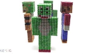 Super Mario Bros. in Minecraft Vs Monter Magnets | Make Mario with Magnetic Balls