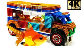 BuPi Show Making Fish Tank Car from Magnetic Balls - How to do this (ASMR Satisfying & Relax) DIY 4K