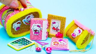 DIY Miniature Hello Kitty School Supplies ~ Backpack, Glitter Pen, Pencil Case