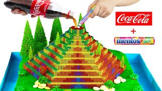 DIY Experiment| Build Volcano experiment Coca Cola vs Mentos With Magnetic Balls | Satisfying Magnet