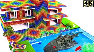 ASMR - Build Aquarium Villa House For #Monster Fish With Magnetic Balls (Satisfying) - WOW Magnet