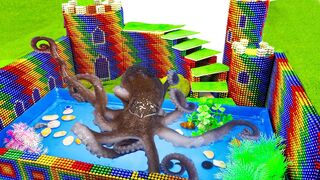 DIY - Build Underground Castle, Swimming Pool  For Octopus With Magnetic Balls - Wow Magnet