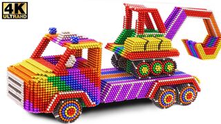 How To Make Amazing Truck Transport Excavator From Magnetic Balls