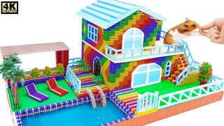 DIY - بناء منزل جميل به حمام سباحة للهامستر من الكرات المغناطيسية   (ASMR)