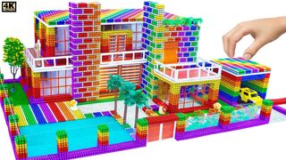 DIY - بناء منزل قصر جميل به حمام سباحة وسيارة جراجار من الكرات المغناطيسية (ASMR)